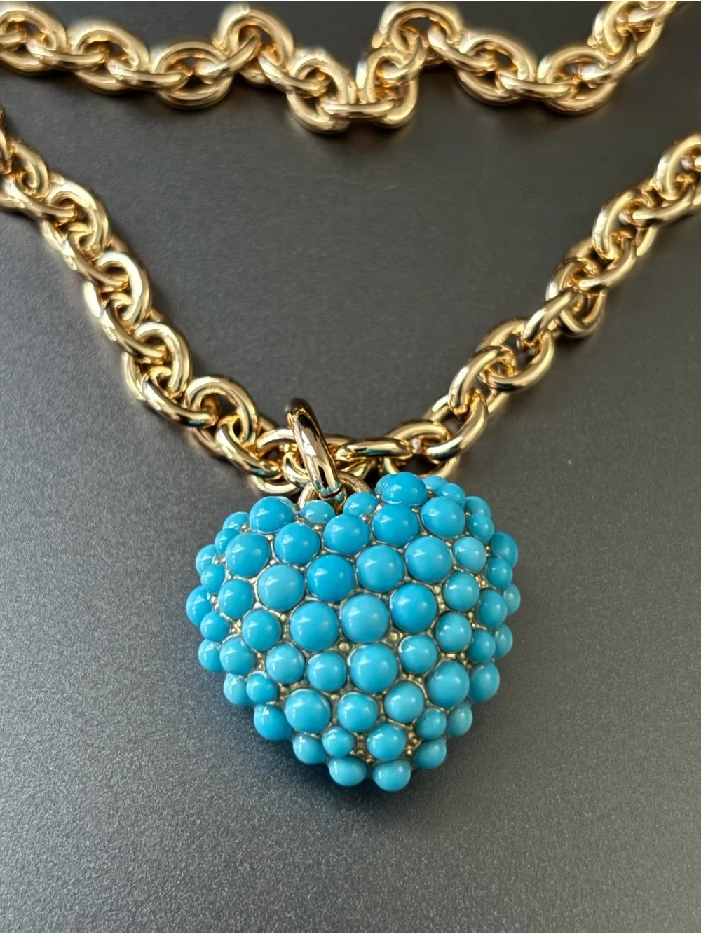 NWOT Roxanne Assoulin long Necklace with Turquoise Heart Charm